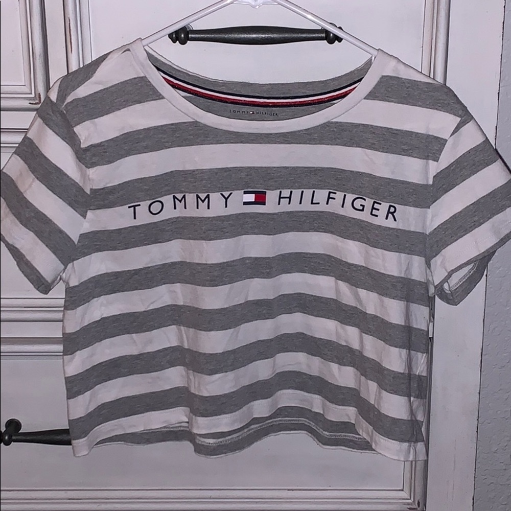 cropped striped tommy hilfiger top